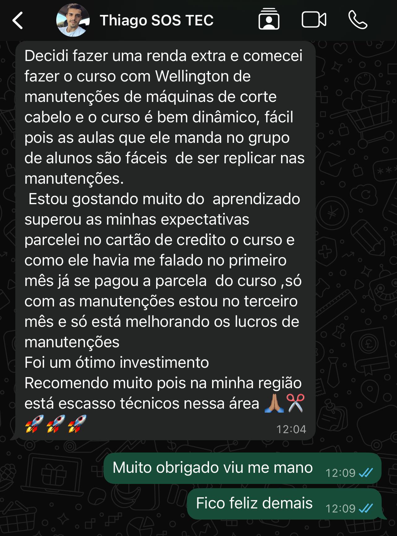 Print de WhatsApp — Thiago
